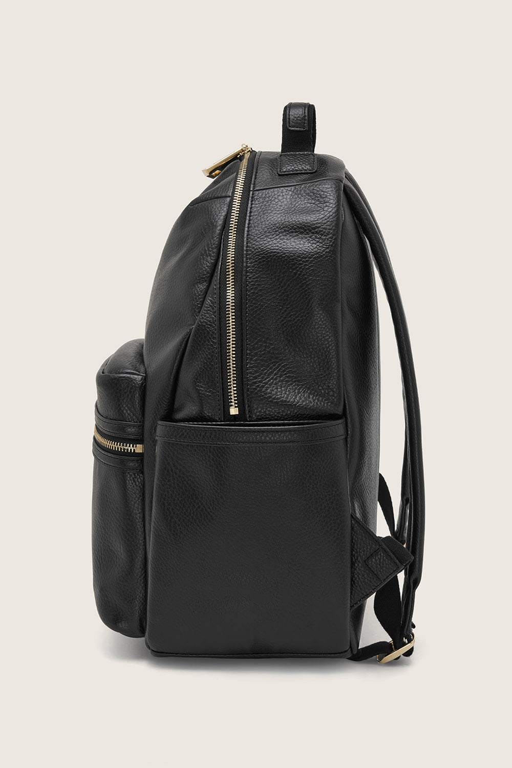 Black and gold leather backpack on sale